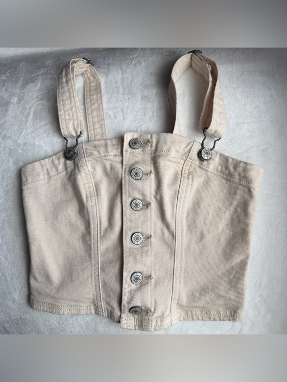 American Eagle Outfitters Cream Button-Front Men’s Chino Overalls Top